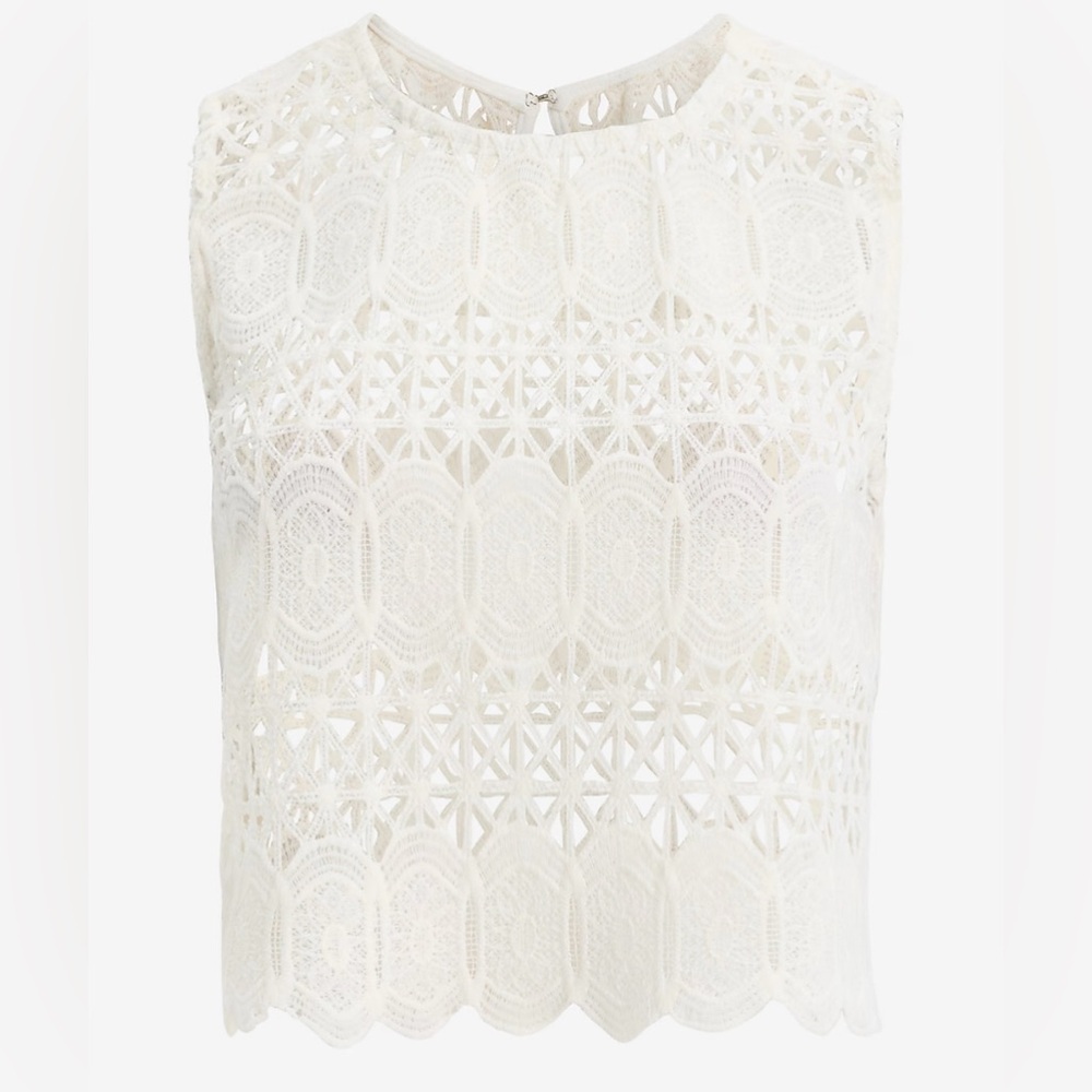 Express White Lace Cropped Tank Top